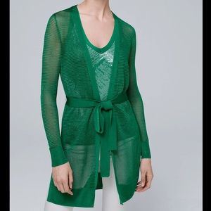 White House Black Market - Mesh Belted Net Cardigan